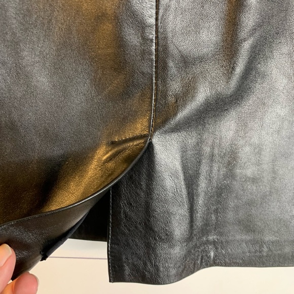 ALFANI BLACK LEATHER SKIRT SZ 10 - Picture 4 of 5